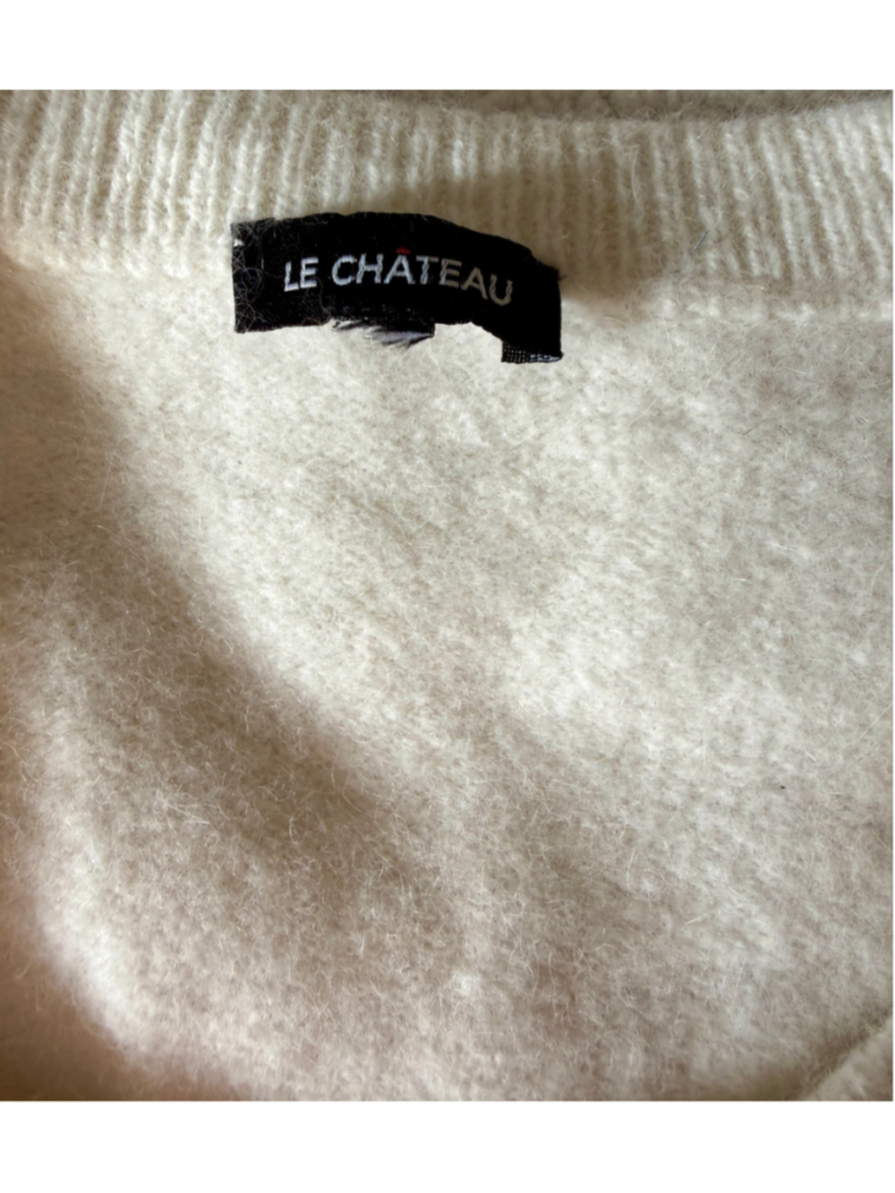 Women's Le Chateau Angora Blend Crew Neck Sweater White Size S-M Rabbit - Picture 6 of 12